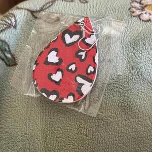Red Heart Pattern Teardrop Earrings
